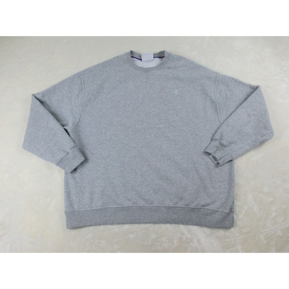 Champion Sweater Womens 2XL XXL Gray Logo Pullover‎ Cotton Blend Casual Ladies